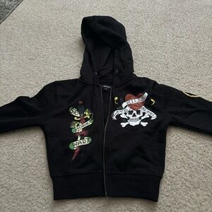 Ed Hardy Black Graphic Zip Up